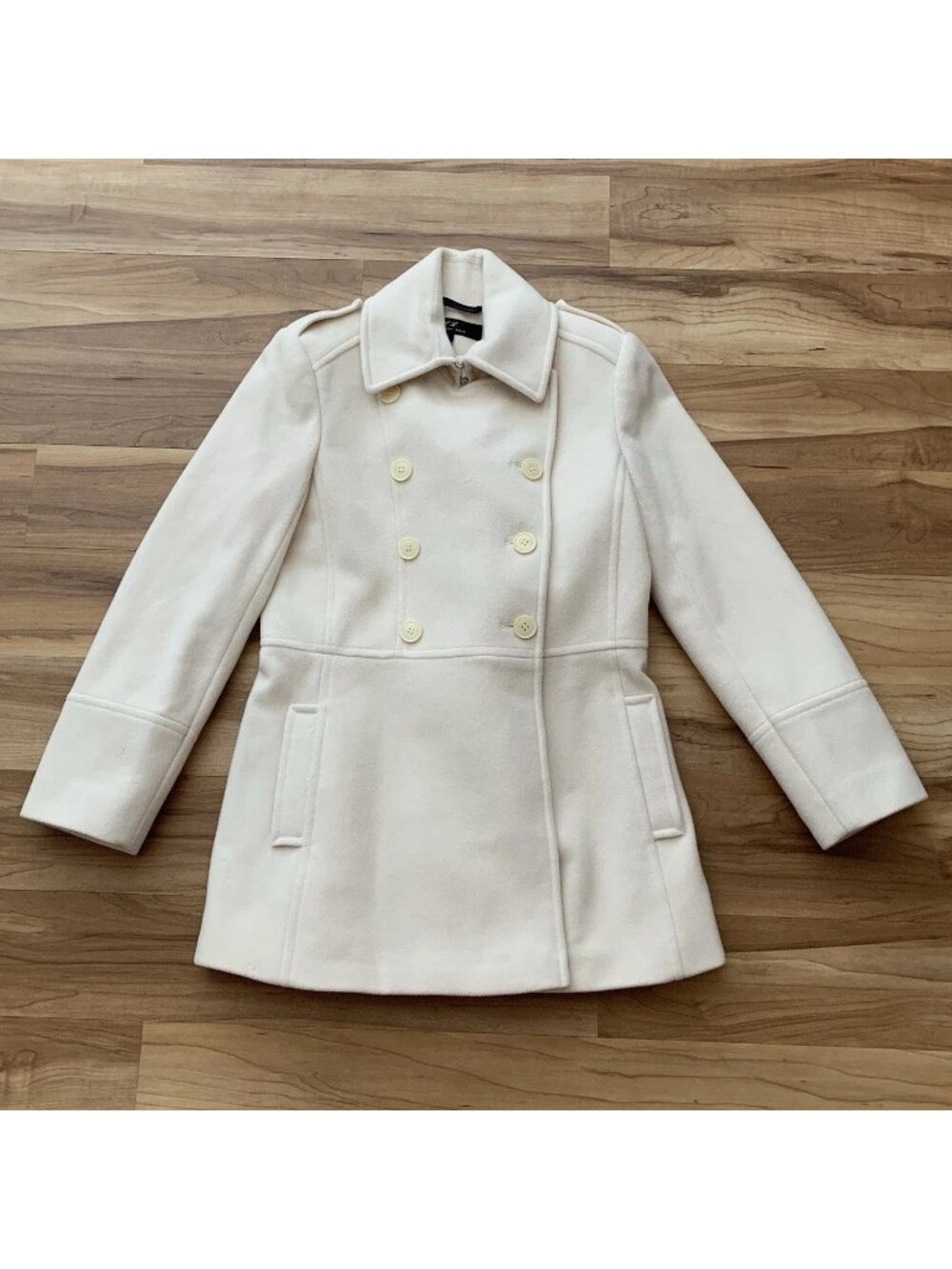 L.L. Collezioni Italia Women’s Size 6 Winter White Wool Blend Pea Coat Vintage